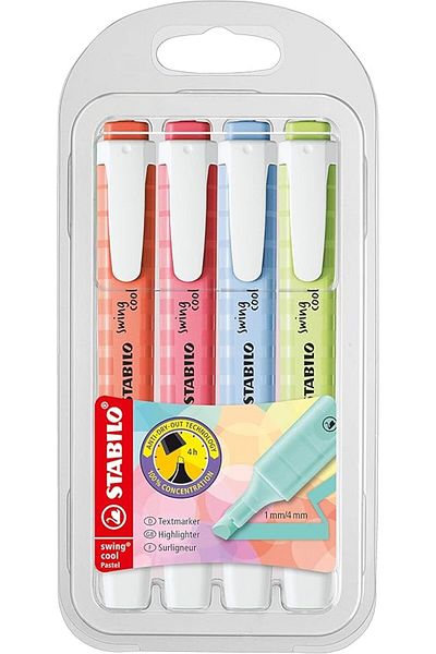 Stabilo - Marker Pen - Swing Cool Pastel - Pack of 4 - Assorted Colors