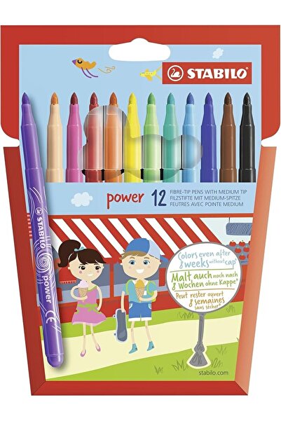 Stabilo power - Keçe Uçlu Boya Kalemi - 12'li Paket - Çeşitli Renkler