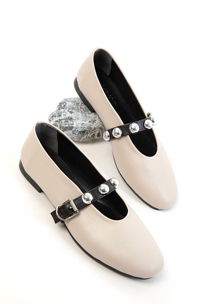 SOHO Beige-Black Women's Ballerinas 20485