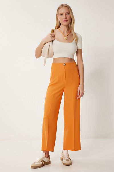 Happiness İstanbul Orangefarbene Culotte-Hose mit mittlerer Taille für Damen NS00435
