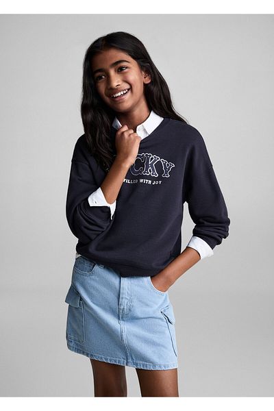 MANGO Woman Navy Blue Girl's Sweatshirt 77064455
