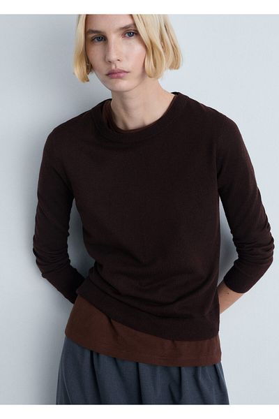 MANGO Sweter damski - Czekoladowa Motywacja, Model 87080432