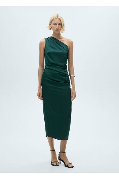 MANGO Green Women's Dress 77069055