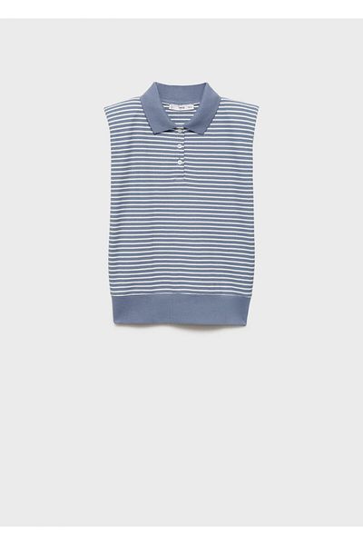MANGO Γυναικείο μπλουζάκι Polo Neck Petrol Blue 87030590