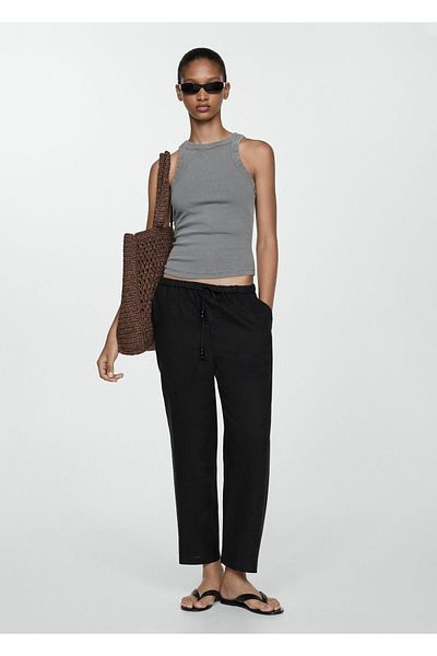 MANGO Woman Black Women's Pants 77050332