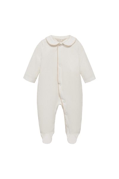 MANGO Pantaloni de pijama unisex pentru bebeluși alb catifelat