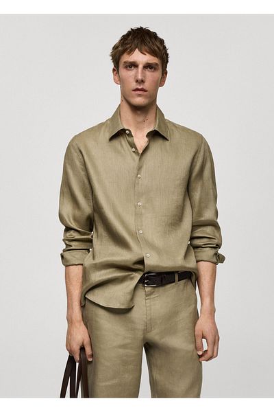 MANGO Woman Koszula męska KHAKI 77020580