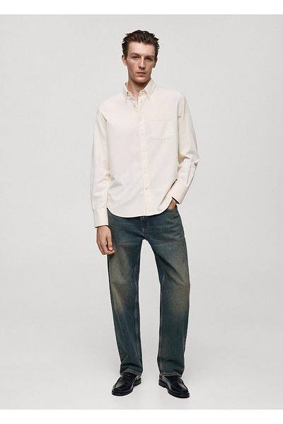 MANGO Woman Λευκό ανδρικό πουκάμισο 77067924