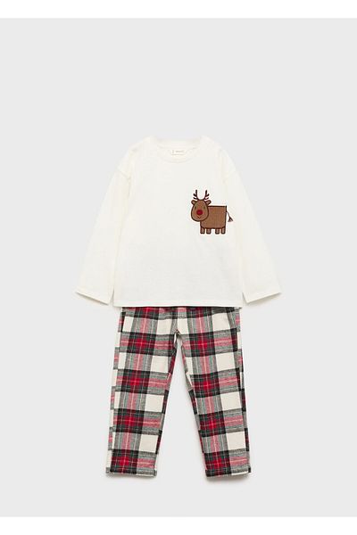MANGO Pantaloni de pijama alb catifelat pentru bebelusi