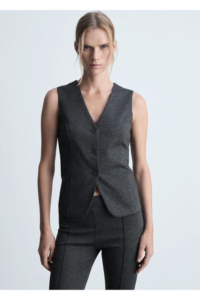 MANGO Women's Gray Vest 77085661
