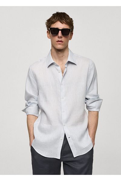 MANGO Woman Sky Blue Men's Shirt 77020580