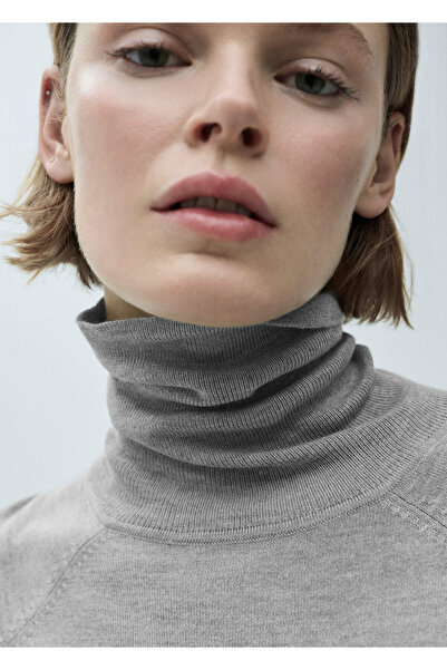 MANGO Pulover de damă gri deschis 77088264