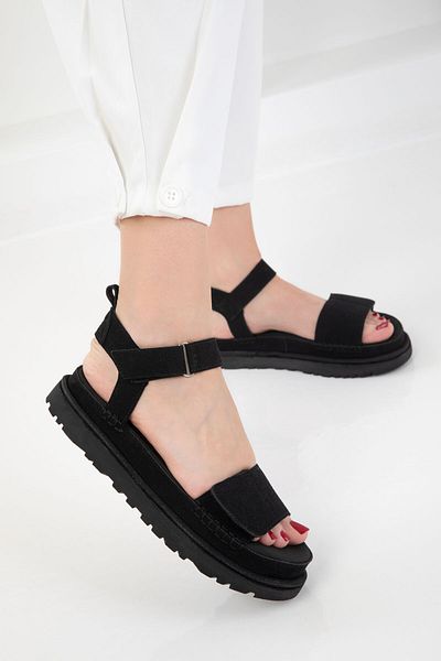 SOHO Black Suede Women's Sandals 20613