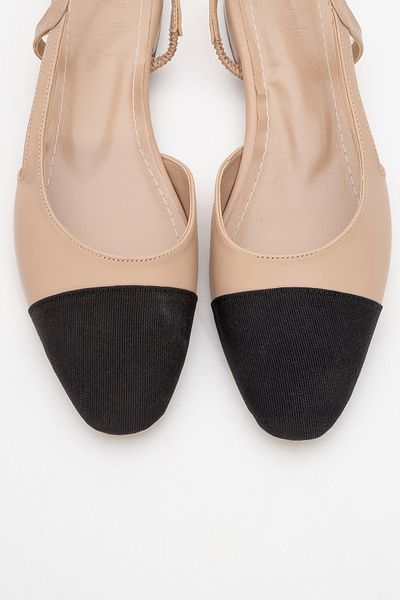 LuviShoes LUJO bézs bőrű női nyitott hátú lapos balerinacipő