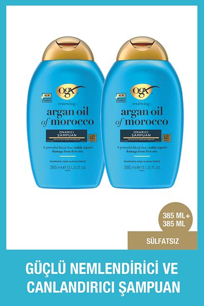 OGX Morocco Argan Oil Sulfate-Free Shampoo - Extra Strong, 385 ml x 2 Pcs