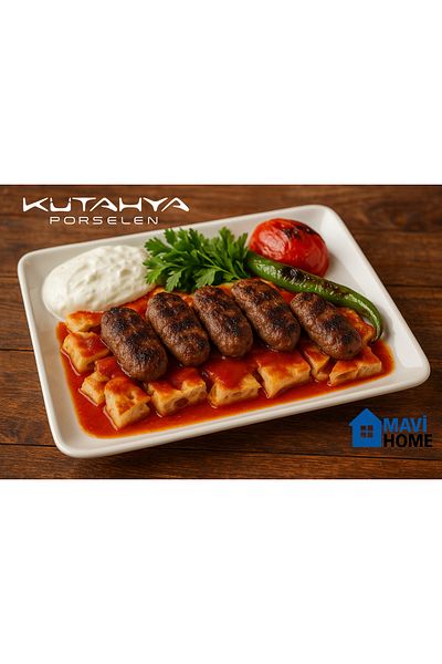 Kütahya Porselen Tan Series 23 X 18 cm Plain White Boat Plate 2 Liters