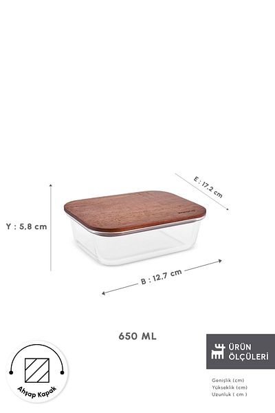 Karaca Karya Acacia Glass Storage Container with Wooden Lid 650 ml