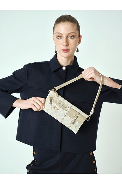 Pierre Cardin Beige Monogram Women's Shoulder Bag 05Po25Y2046