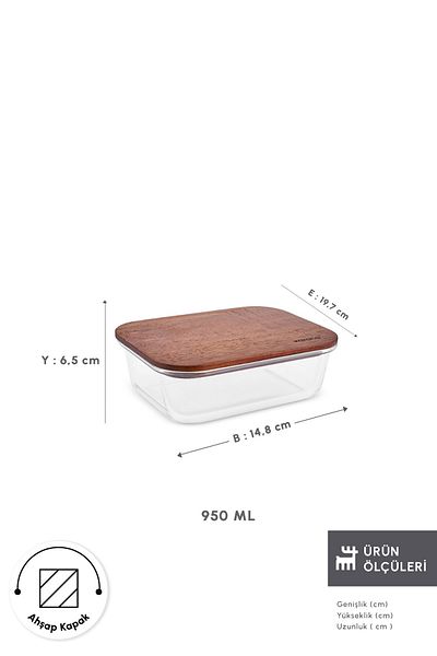Karaca Karya Acacia Glass Storage Container with Wooden Lid 950 ml