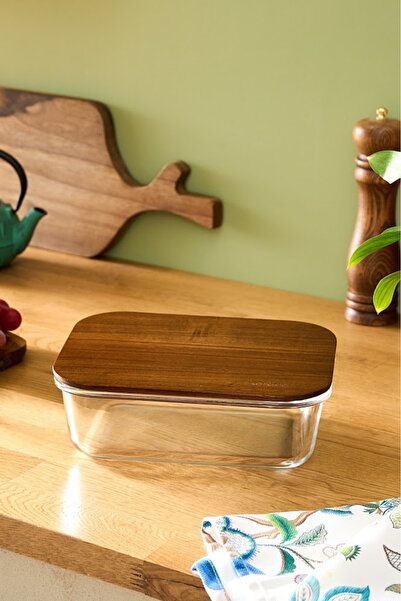 Karaca Karya Acacia Ahşap Kapaklı Cam Saklama Kabı 1300 Ml