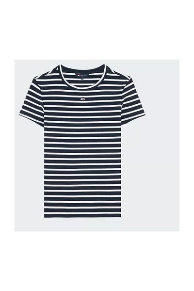 Tommy Hilfiger Dámské tričko Tjw Slim – tmavě modrá/bílá