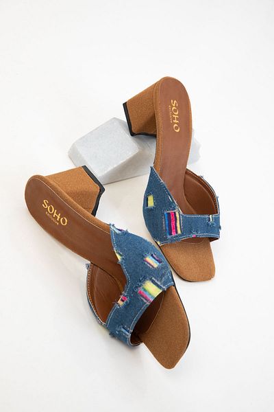 SOHO Blaue Denim Damen Klassische Schuhe mit Absatz 20647