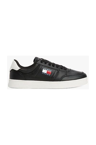 Tommy Hilfiger Černé kožené tenisky – pohodlná plochá podrážka s prodyšným horním povrchem EM0EM01574-BDS