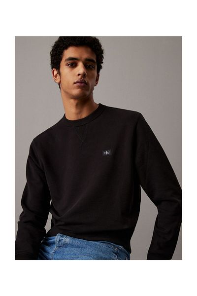 Calvin Klein Tkaná mikina Label Crew Neck Neck – pohodlný střih