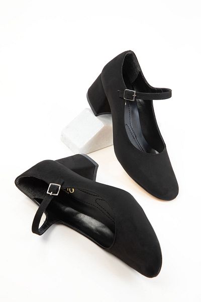 SOHO Black Suede Women's Classic Heeled Shoes 18447