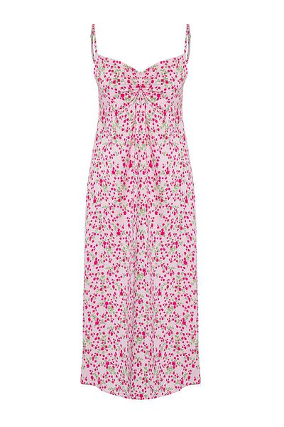 Edit by Trendyol Ροζ Floral Μίντι Υφαντό Φόρεμα TEDSS25EL00001