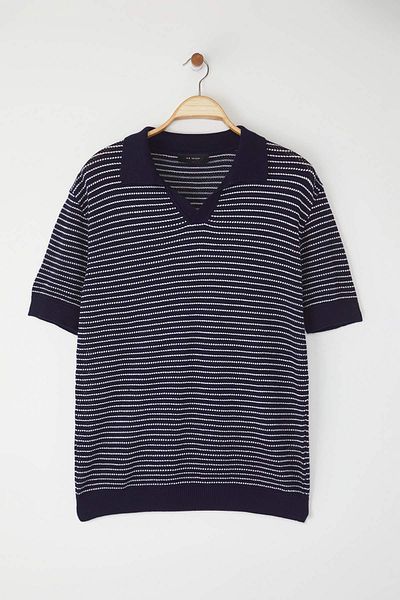 Trendyol Collection Dark Navy Limited Edition Relaxed Short Sleeve Polo Neck Knitwear T-Shirt Tmnss23Po00026