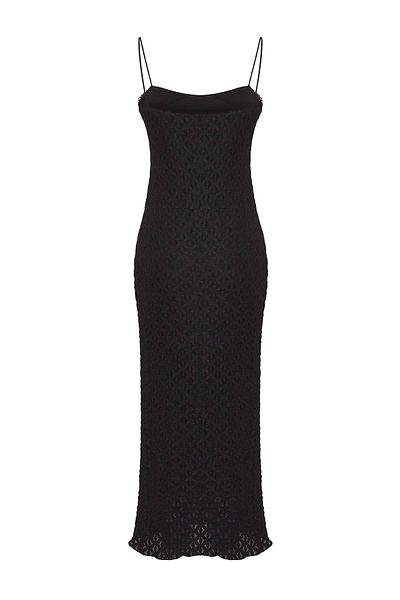 Trendyol Collection Black Lace Bodycone/Fitted Straps Midi Knitted Dress Twoss25El00533