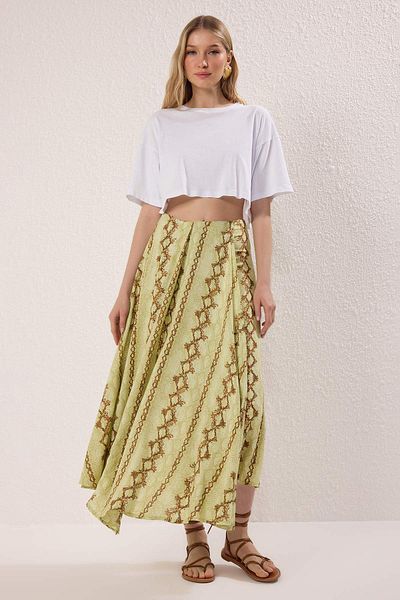 Trendyol Collection Multicolored Asymmetrical Slit Long/Maxi Viscose Skirt Twoss25Et00183