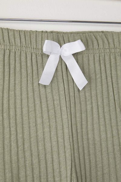 Trendyol Collection Pink-Multicolor 3-Pack Cotton Ribbon/Bow Ribbed Knitted Pajama Bottoms Thmss25Pj00044