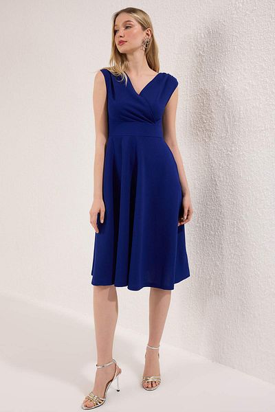 Trendyol Collection Saks A-Cut Woven Midi Dress Tpraw25El00183