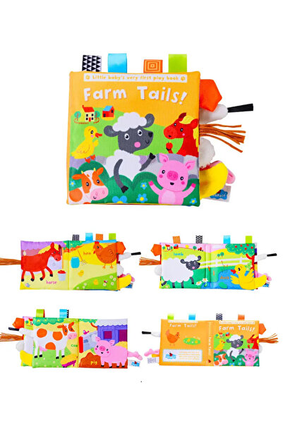 Jjovce Hışırtılı Bebek Kitabı 3D Montessori Yıkanabilir Bez Kitap Çiflik Hayvanları