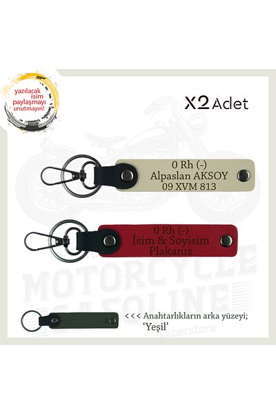Miaju Special Name Plate for Biker Friends, 0 Rh - Gift with Blood Type Written X2 Keychain, Red-S Brown-Ysl