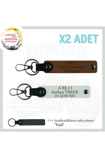 miawiki A(-) Personalized X2 Keychain with Blood Type Written, Coffee-White-Ysl, Special Name Plate for Motorcyclists