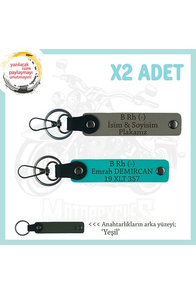 miawiki B - Special Production X2 Keychain with Blood Type Written, Ash Gray-K Turquoise-Ysl, Name Plate for Motor Enthusiasts