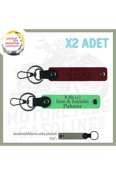 miawiki Safe Driving Keychain with Name Plate and B + Blood Group Written X2, F Green-Burgundy-Gr, to Biker Passengers