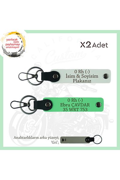 miawiki Emergency Keychain with Name Plate and 0 Rh- Blood Group Written, White-F Green-Gr, Biker Friends