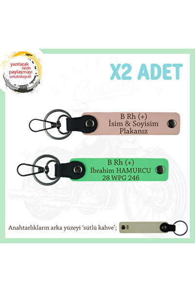 Asortishey Name Plate and B Rh (+) Blood Group Written X2 Keychain, Yavruağzı...