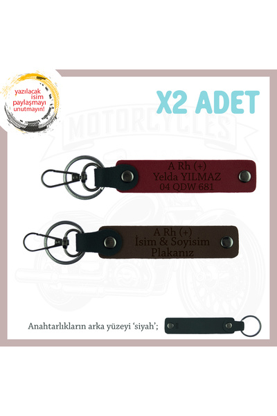 Miaju Custom for Bikers, Gift X2 Keychain with Name Plate and a Rh (+) Blood ...