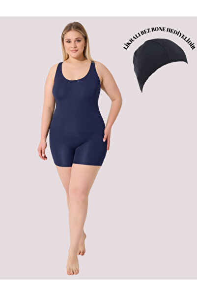 myfirstsea Büyük Beden Şortlu Yüzücü Mayo Şort Tulum Tek Parça Mayo