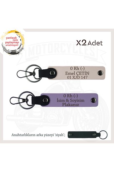 miawiki Gift with Name Plate and 0 Rh (-) Blood Group Written X2 Keychain Set, Purple-Powder-Syh, Special for Biker Style