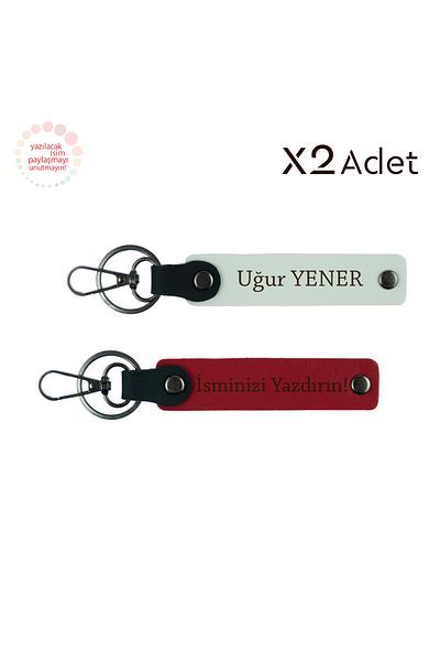 Miaju 2-Piece Keychain Gift Set with Special Meaning, Name & Surname Printable for Couples, Red-White