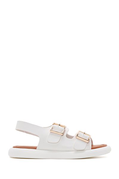 Derimod Women's White Double Buckle Sandals 25Sfe480518