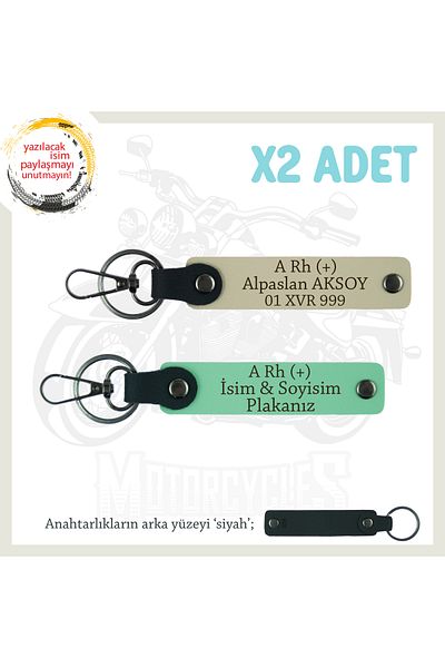 miawiki Personal X2 Keychain Set with a Rh + Blood Group Written, Green-S Coffee-Syh, Special Name Plate for What You Love Very Much