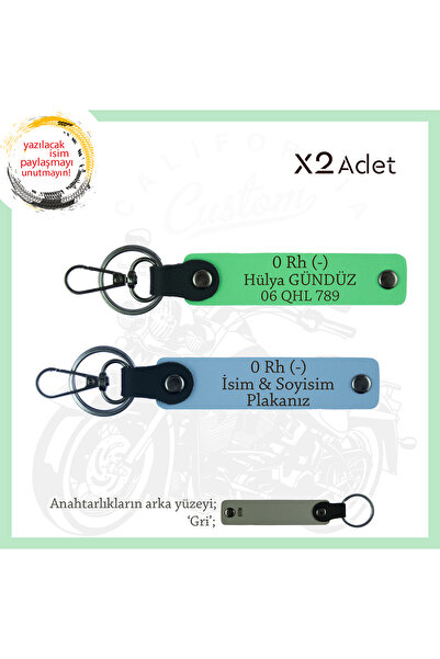 Asortishey Motor X2' Keychain, Blue-F Green-Gr, Written to Biker Friends, Nam...