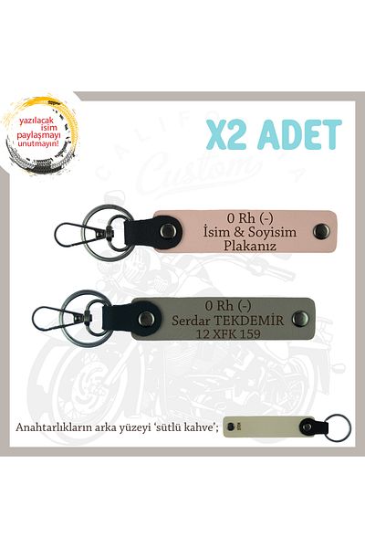 miawiki Name Plate and 0 Rh (-) Blood Group Written X2 Keychain Suit, Yavruağzı-Ash Grey-Sk, Special for Master Driver